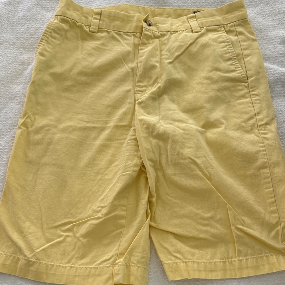 Vineyard Vines Yellow Flat Front Cotton Shorts